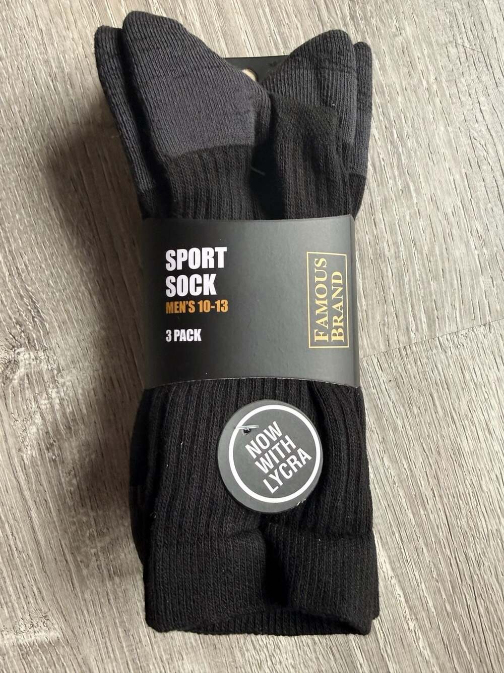 Famous Brand Men's Sport Crew Socks 3-Pack, Style FB-04